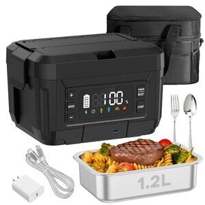 Battery Powered Heated Lunch Box 20000mAh Cordless Electric Lunch Box 1.2L Warme
